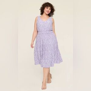 NWT Lane Bryant Lavender Sleeveless Textured Jacquard Midi Dress